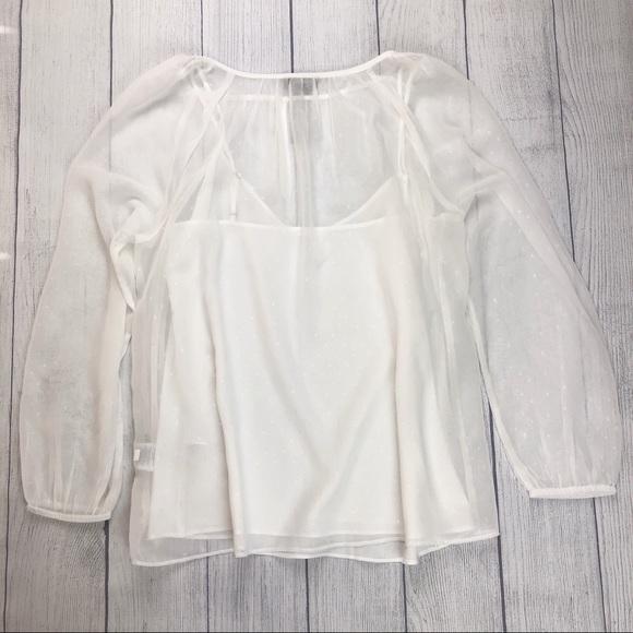 J. Crew Point Sur Chiffon Metallic Pin Dot Blouse - Picture 2 of 8